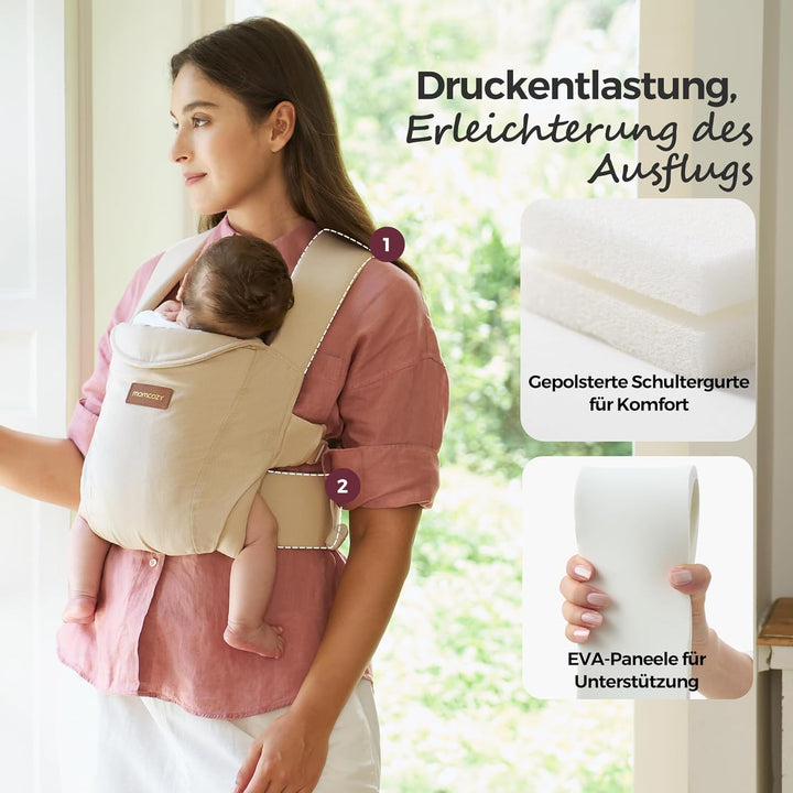 Momcozy Babytrage Neugeborene ab Geburt | Ergonomische Tragehilfe mit Nackenstütze | Leicht & sicher
