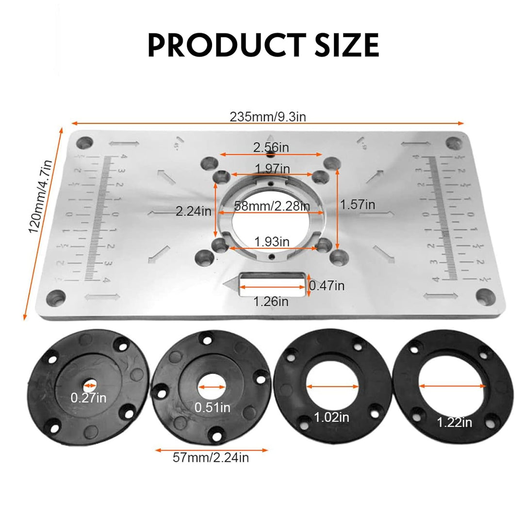 Router Tischeinsatz aus Aluminium, Router Platte Aluminium Router Tabelle Insert Plate DIY Fräser Ti