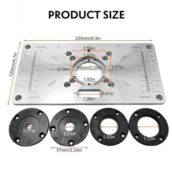 Router Tischeinsatz aus Aluminium, Router Platte Aluminium Router Tabelle Insert Plate DIY Fräser Ti
