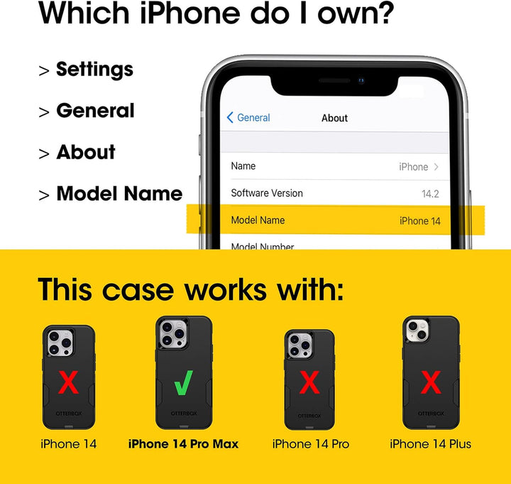 OtterBox Commuter-Serie für iPhone 14 Pro Max (nur) – Schwarz, 77-88444 Commuter Serie Schwarz, Comm