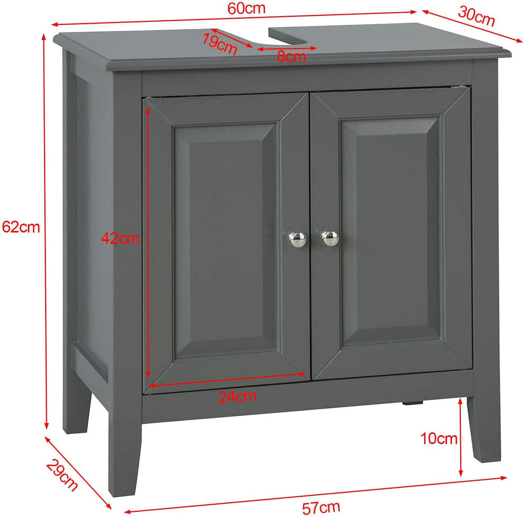 SoBuy FRG202-DG Waschbeckenunterschrank Badmöbel Badschrank Waschtisch Unterschrank Dunkelgrau BHT c