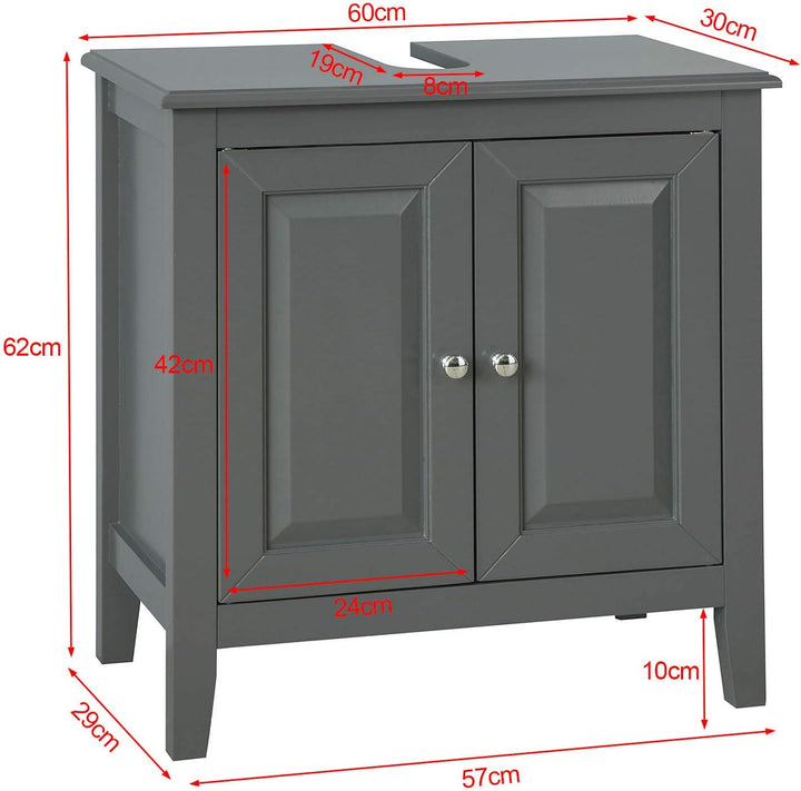 SoBuy FRG202-DG Waschbeckenunterschrank Badmöbel Badschrank Waschtisch Unterschrank Dunkelgrau BHT c