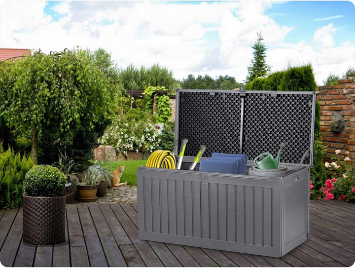 Gartenbox Auflagenbox Aufbewahrungsbox Kapazität 270l Kissenbox Outdoor Sitzbank Wetterfest Abschlie