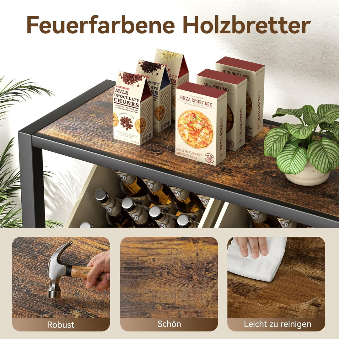 pickpiff 4 Kästen Getränkekistenregal mit Ablage - Schwarz Metall Getränkeregal, Stabil & Platzspare
