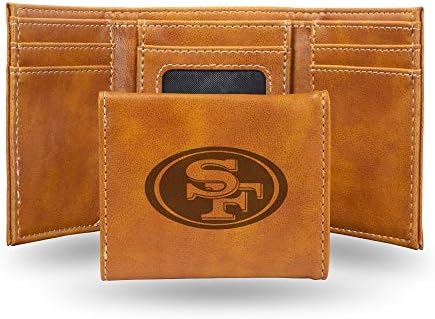 Rico Industries NFL Laser Engraved Tri-Fold Wallet, Brown San Francisco 49ers, San Francisco 49ers