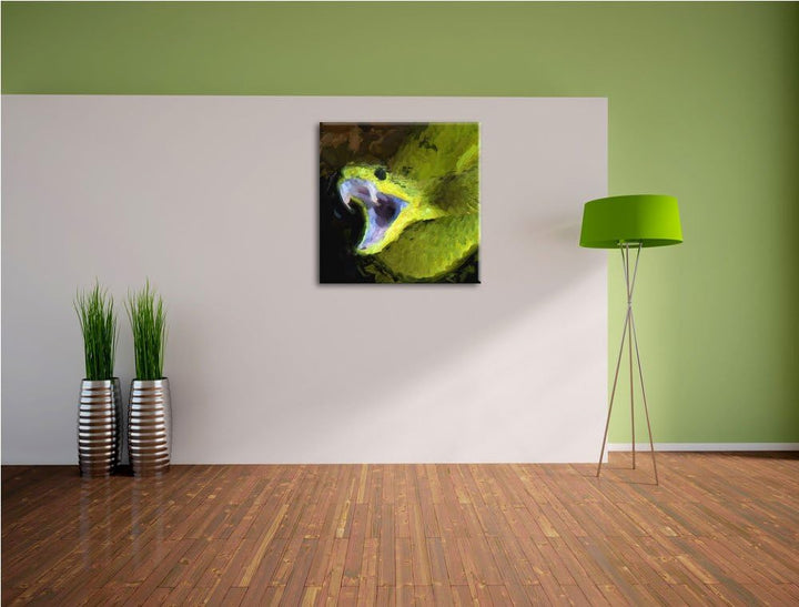 Elegante Schlange, Format: 70x70 auf Leinwand, XXL riesige Bilder fertig gerahmt mit Keilrahmen, Kun