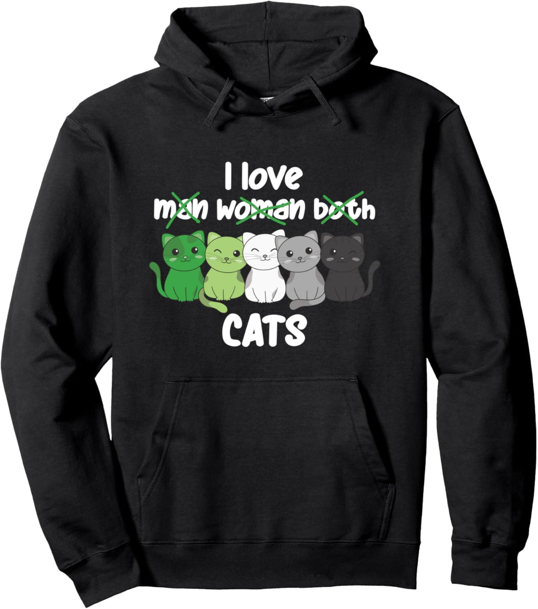 Aromantic Flag Pride LGBTQ Katzen süsse romantische Katze Pullover Hoodie