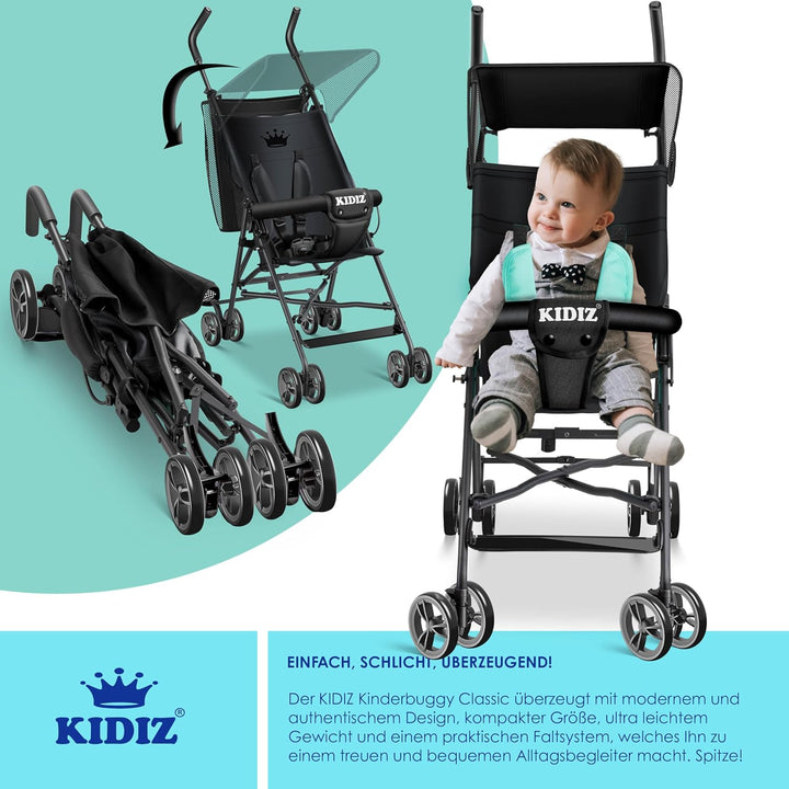 KIDIZ® Kinderwagen CITY Buggy Kinderbuggy klappbar Sportwagen Faltbar 360° 4-Zoll-Räder Inkl. Sonnen