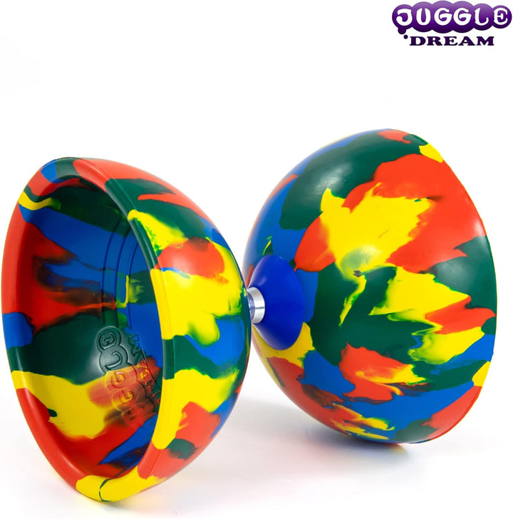 Juggle Dream Jester Diabolo Jonglierset – Fester Achse Profi-Diabolo mit Superglass-Handstäben, Onli