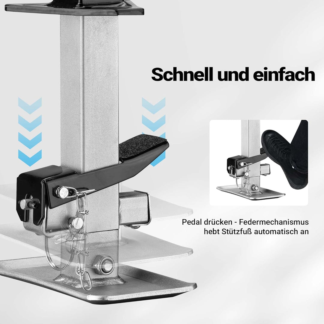 Wiltec Stützfuss 900 kg Kurbel Oben mit A-Rahmen-Halterung, höhenverstellbare Anhängerstütze mit Fus