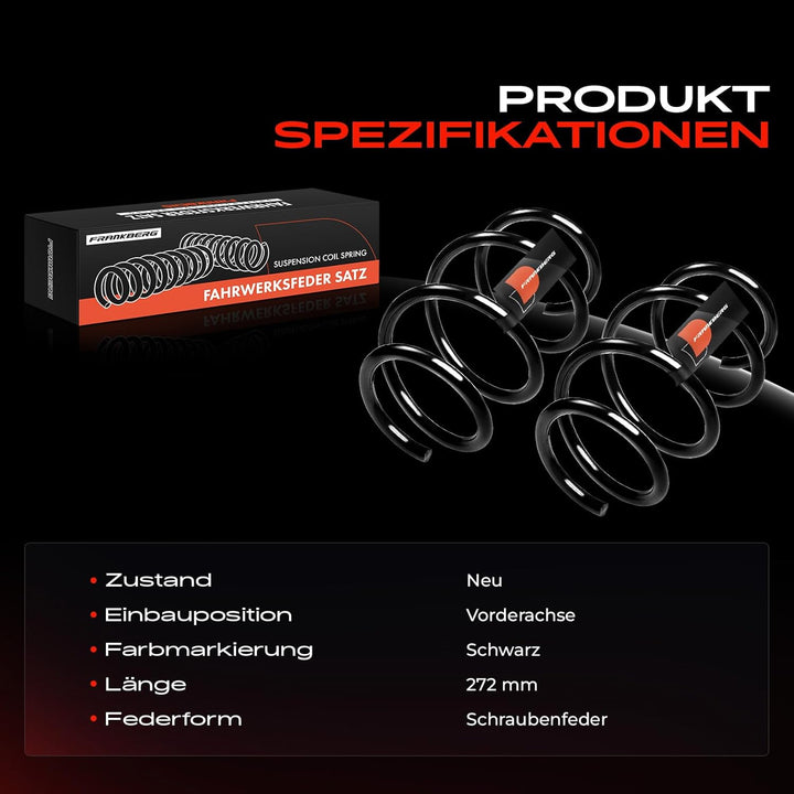 Frankberg 2x Federn Fahrwerksfeder Vorderachse Kompatibel mit W176 A180 A200 1.6L 2012-2018 C117 CLA