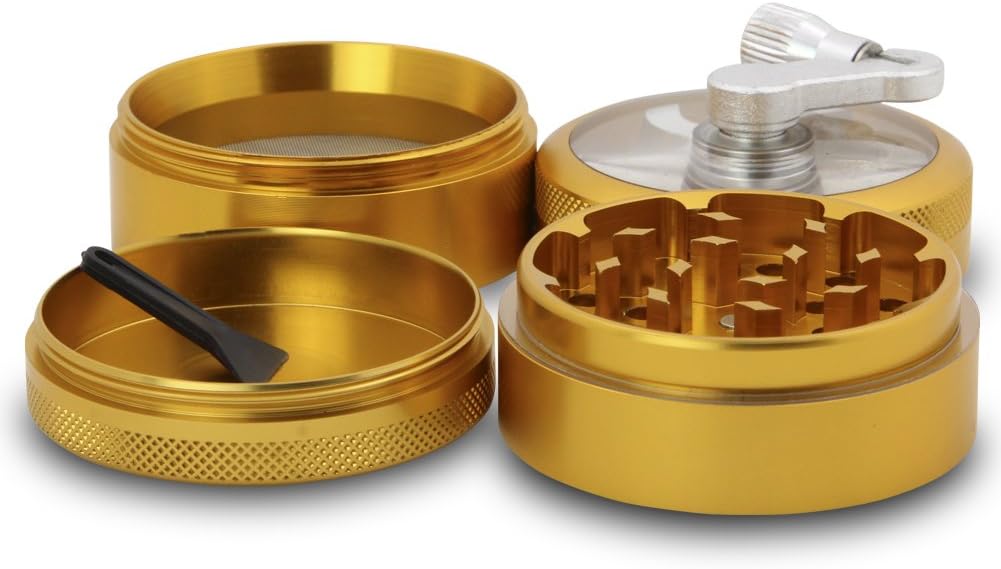 DCOU Handkurbel Premium Mühle unzerbrechlich CNC Aluminium Metall Mahler Schleifer 4 Teile Ø55mm Mat