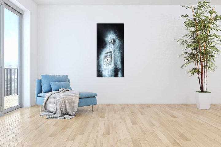 künstlerischer Big Bang in London Panorama 80x40 cm als Leinwandbild, Motiv fertig gerahmt auf Echth