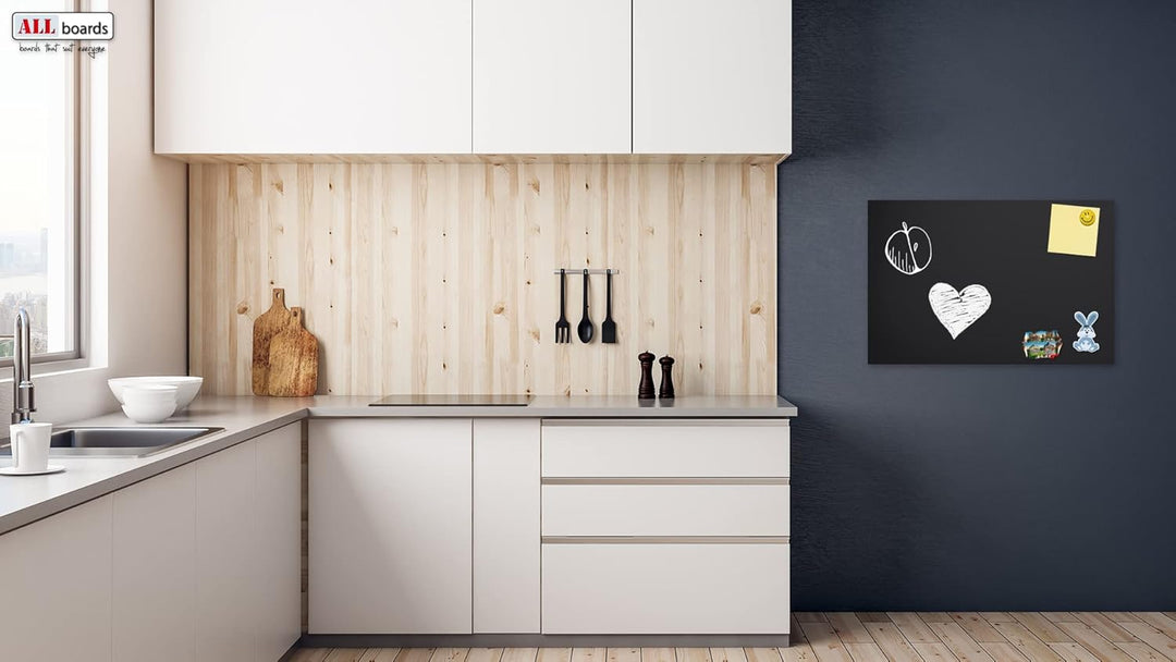 ALLboards Metallische Magnettafel KREIDETAFEL SCHWARZ 60x40cm MetalBoards Memoboard für jede Art von