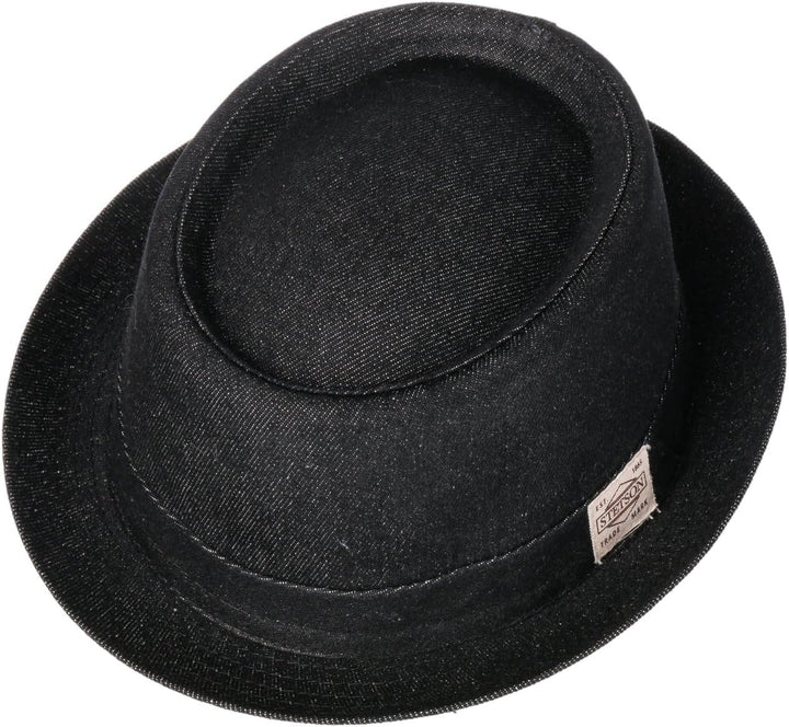 Stetson Classic Pork Pie Denim Hut Einfarbig Rund Flach Mehrfarbig Logo Made in Italy Ganzjahrig XXL