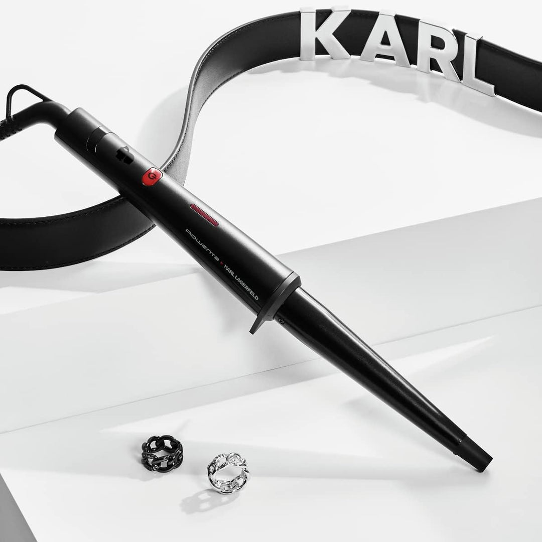 Rowenta x Karl Lagerfeld CF324L Professioneller Lockenstab für Locken und Wellen, konische Form, Ker