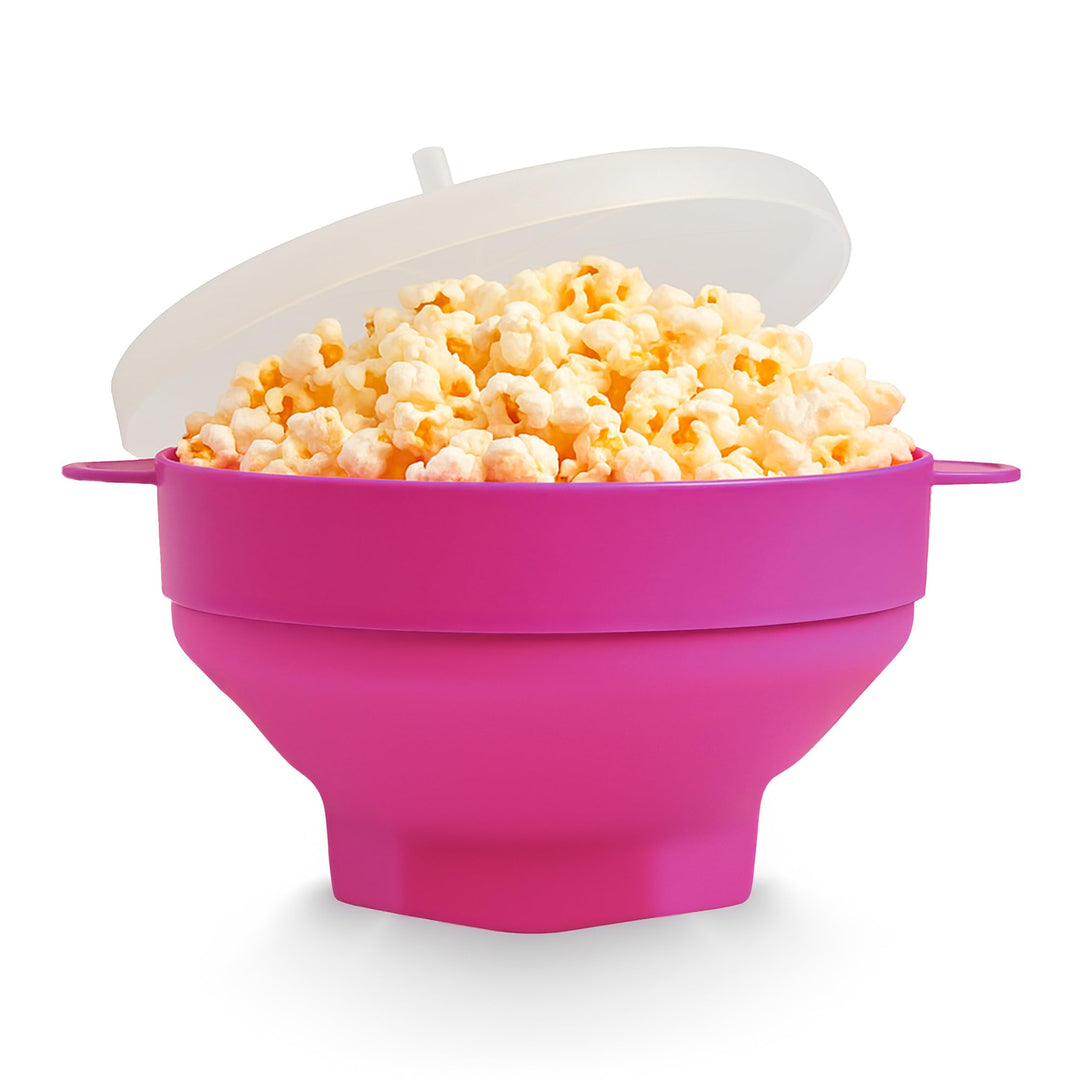 JOCCA Popcornbehälter aus Silikon, sechseckig, für Mikrowelle, spülmaschinenfest, Rosa (Fuchsia Sili