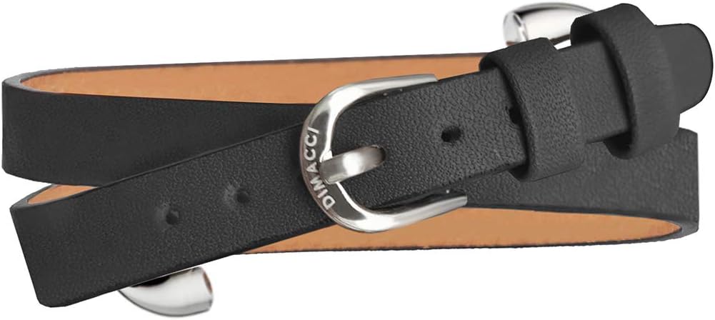 DIMACCI Trensen-Armband Kalbsleder | Favorit Kollektion in Schwarz Silber-Optik aus Edelstahl | Schm