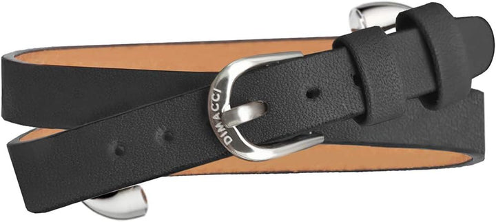 DIMACCI Trensen-Armband Kalbsleder | Favorit Kollektion in Schwarz Silber-Optik aus Edelstahl | Schm