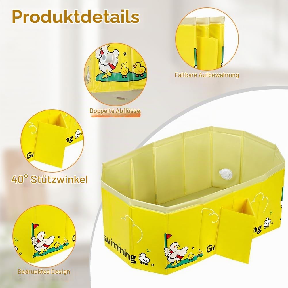 Faltbare Badewanne Kinder Tragbare Säuglings Badewanne Baby mit Ablassschraube Integrierte Tragbare