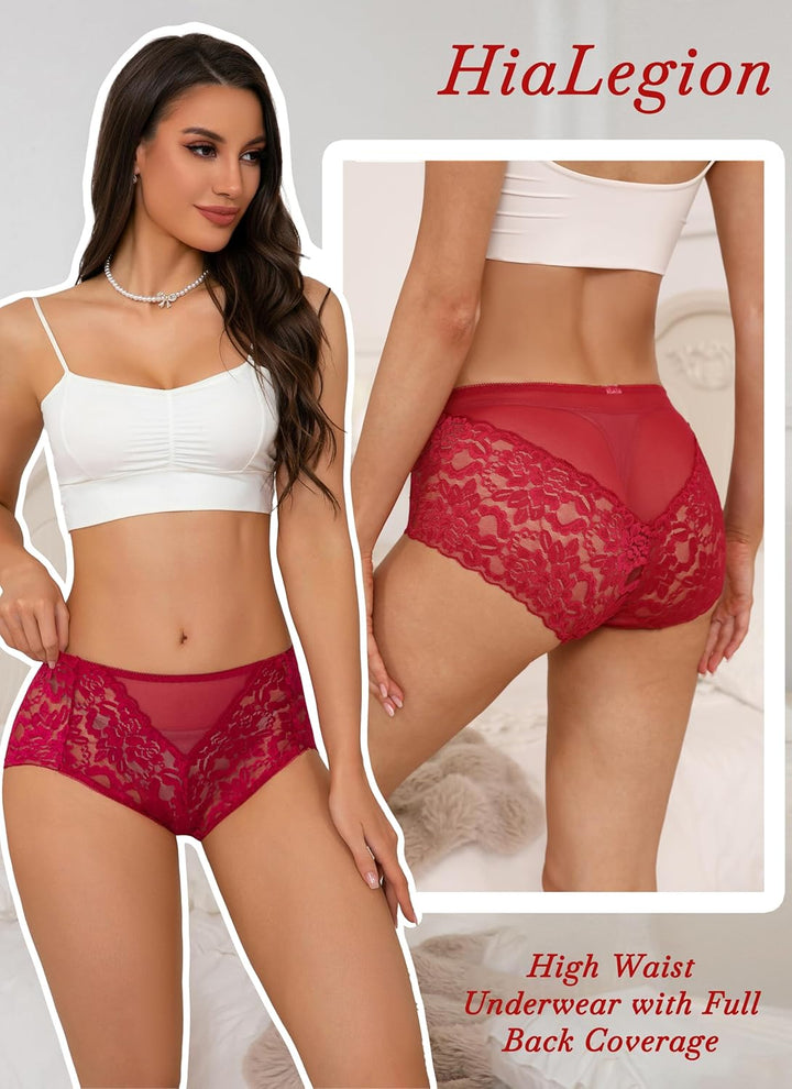 HiaLegion Unterhosen Damen Spitze Damen Slips Mehrpack Schlüpfer Damen Slips Unterhosen Damen Taille