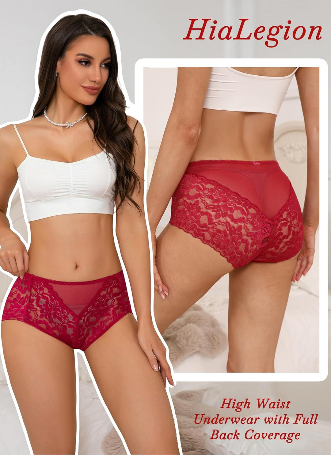 HiaLegion Unterhosen Damen Spitze Damen Slips Mehrpack Schlüpfer Damen Slips Unterhosen Damen Taille