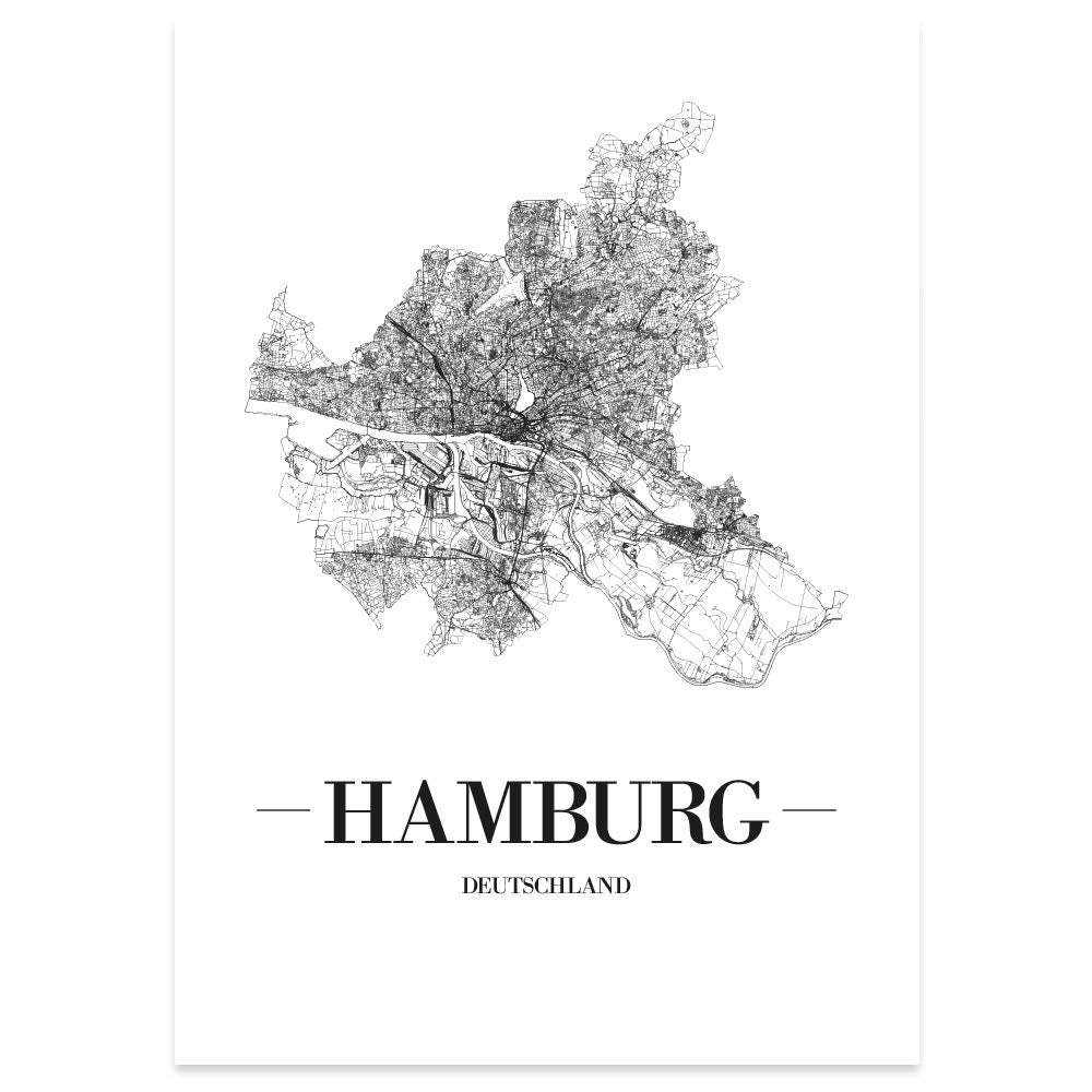JUNIWORDS Stadtposter, Hamburg, Wähle eine Grösse, 40 x 60 cm, Poster, Schrift A, Weiss 40 x 60 cm S