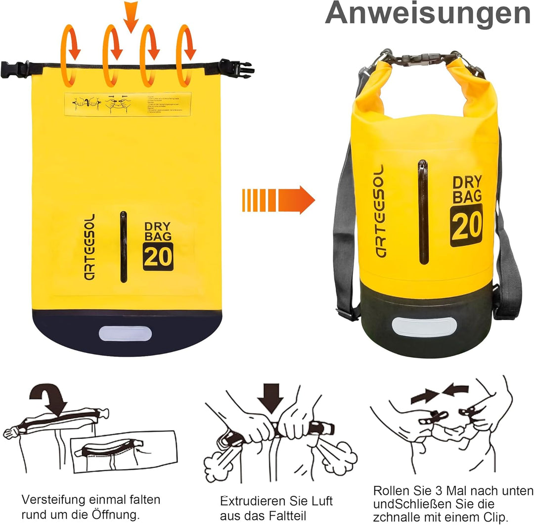 Blackace arteesol Dry Bag wasserdichte Tasche 5L/10L/20L/30L Wasserfester Beutel Packsack mit Langen