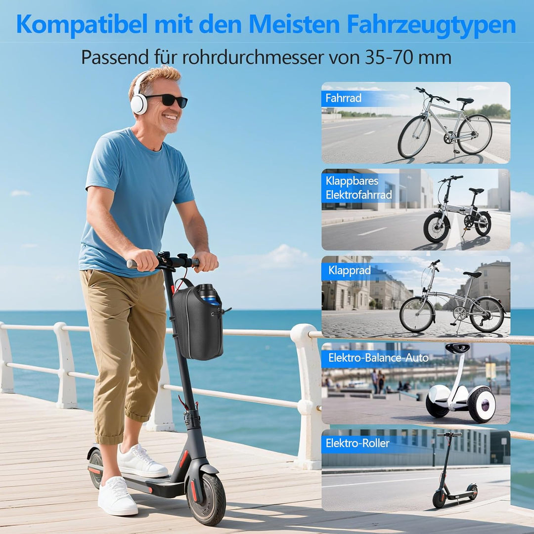 E Scooter Tasche, 2L Grosse Kapazität E Roller Tasche mit Wasserflaschenhalter, Lenkertasche Escoote
