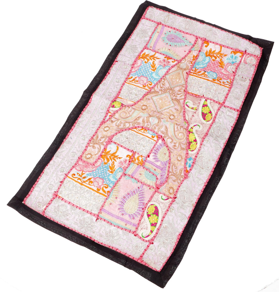 GURU SHOP Orientalischer Tischläufer, Wandbehang, Einzelstück 85x45 cm - Motiv 1, Rosa, Baumwolle, W