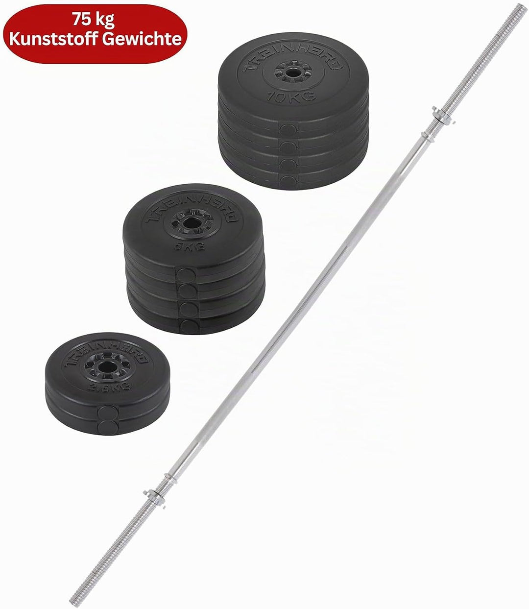 25kg - 110kg Hantelset Hantel Set Langhantel Hantelstange mit Gewichten Hantelscheiben