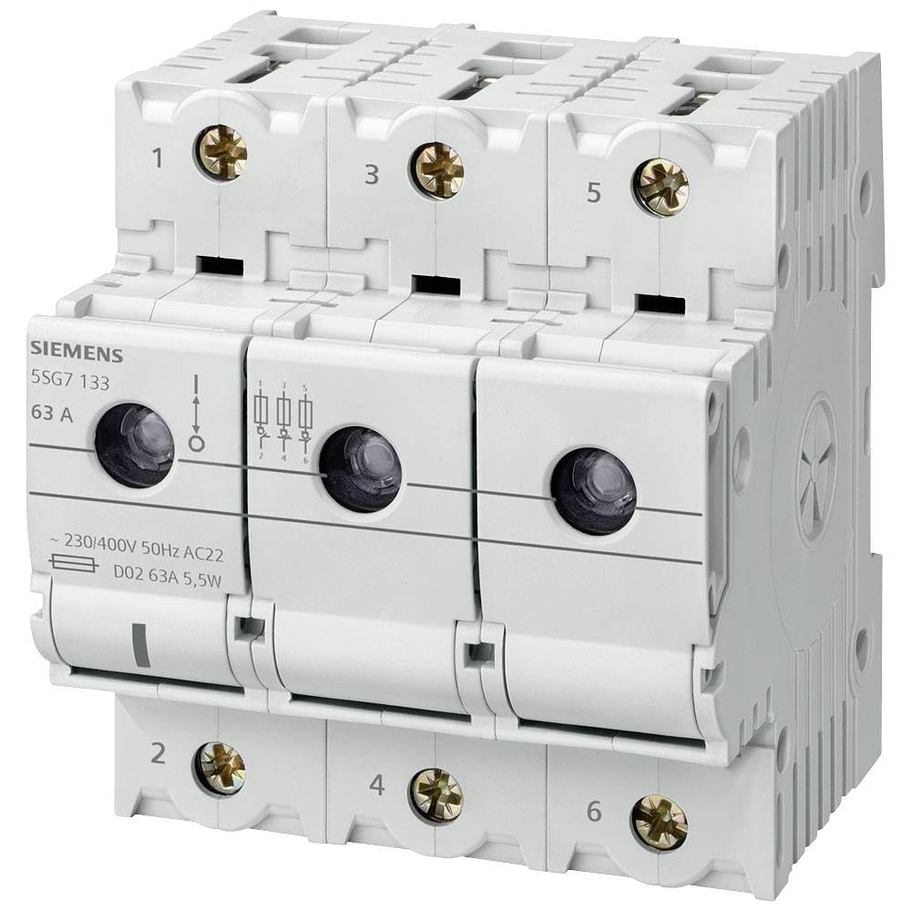 Siemens 5SG7133 MINIZED, Schalttrenner mit Sicherung, D02, 3-polig, In: 63A, Un AC: 400 V, Weiss