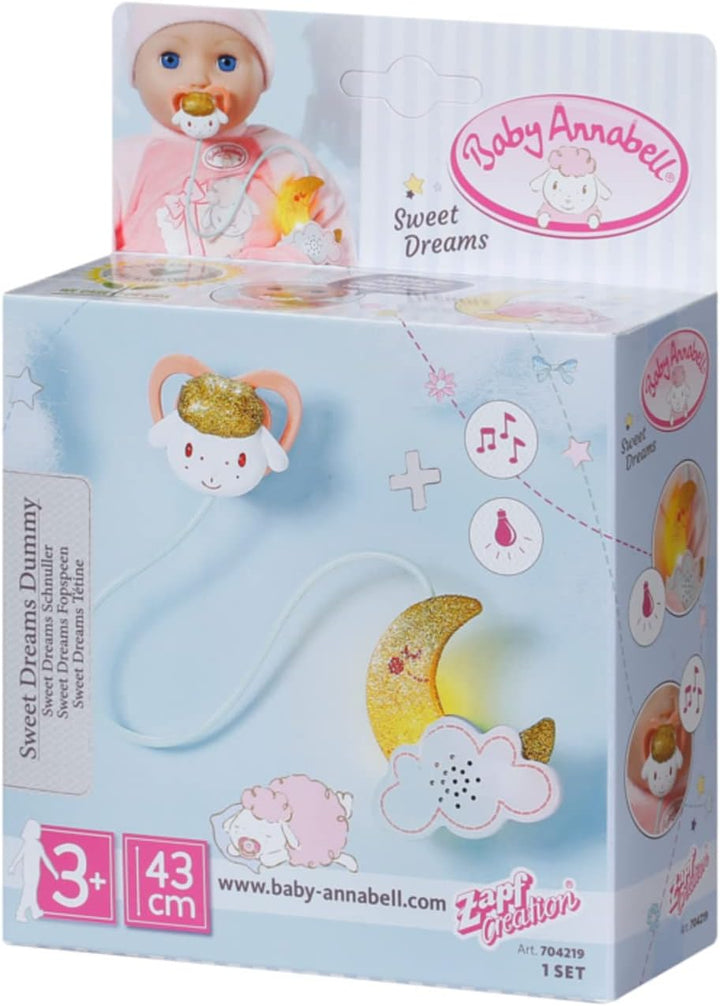 Baby Annabell Sweet Dreams, Schnuller mit Licht- und Soundfunktion in weiss und Gold, 704219 Zapf Cr