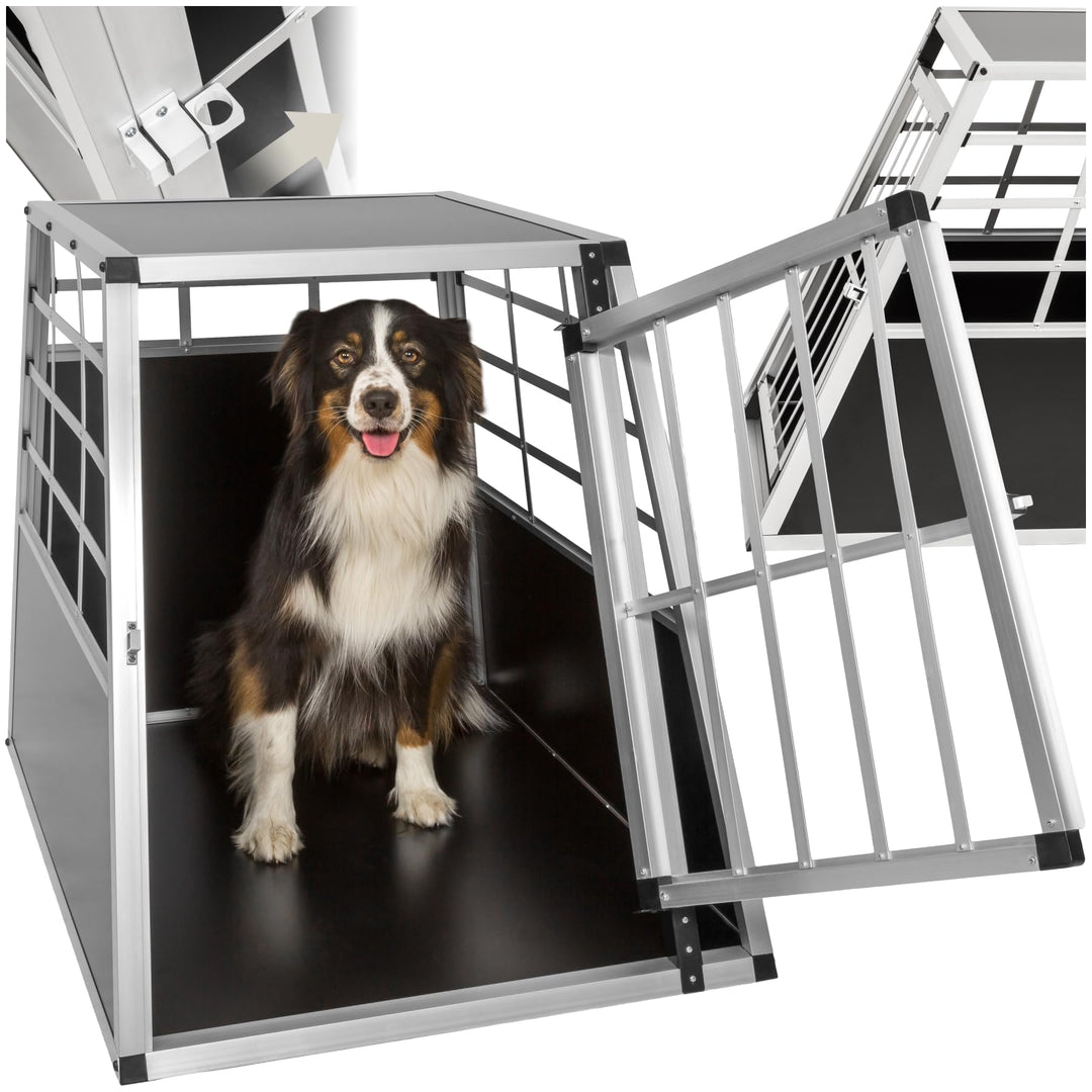 tectake® Hundebox Auto oder Hundebox für Zuhause, Aluminium Hundetransportbox, leicht und stabil, Au