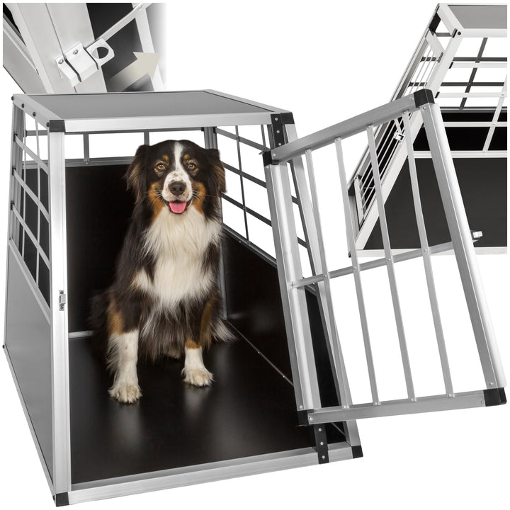 tectake® Hundebox Auto oder Hundebox für Zuhause, Aluminium Hundetransportbox, leicht und stabil, Au