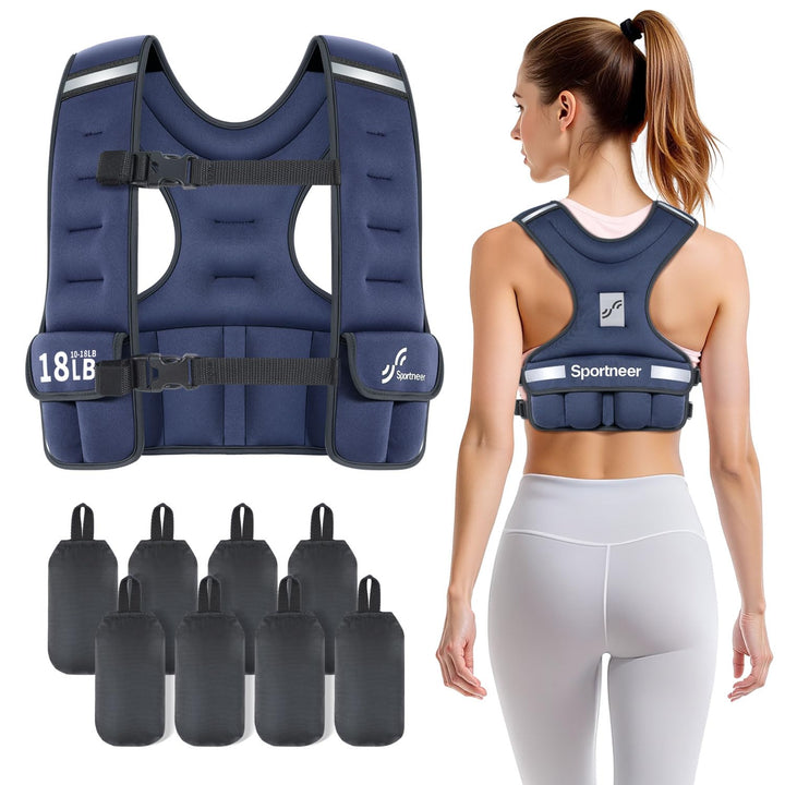 Sportneer Verstellbare Gewichtsweste für Damen Laufweste, 2,7-4,5kg/ 4,5-8,16kg Gewichtsweste für Kr