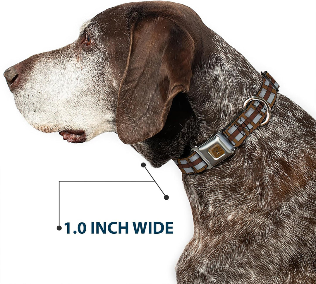 Hundehalsband mit Gurtschnalle, Star Wars, Chewbacca, Bandolier, Braun, Grau, 45,7 bis 81,3 cm, 3,8