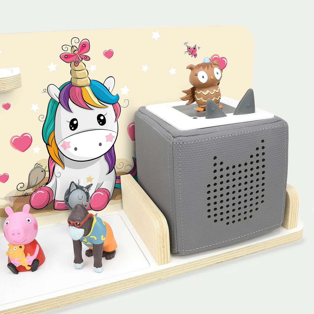 stadtecken® Kinder Regal für Musikbox I Motiv Pony Cool, klein I Geeignet für die Toniebox und ca. 2