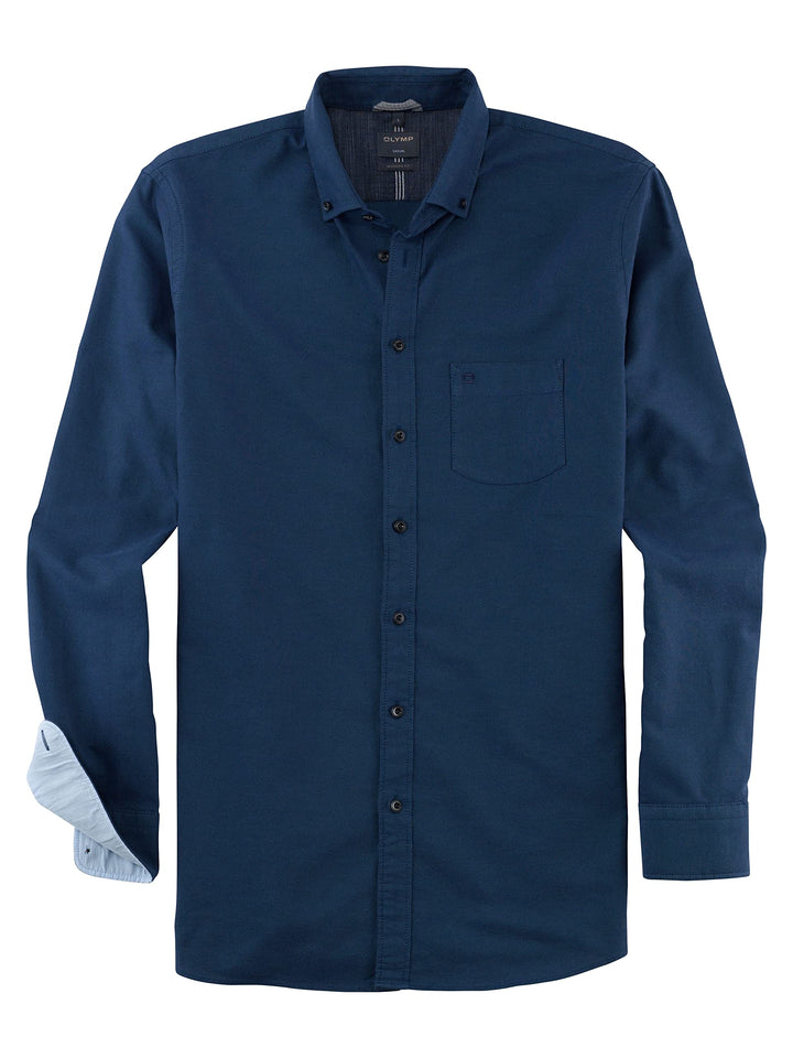 OLYMP Herren Freizeithemd Langarm Casual,Oxfort,modern fit,Button-Down-Kragen S Marine 18, S Marine