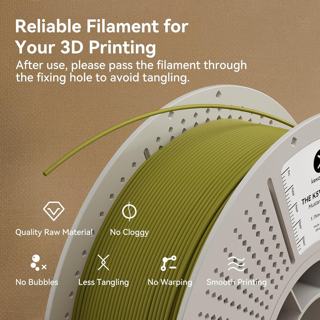 Matte PLA Filament 1,75mm, kexcelled 3D Drucker Filament +/- 0,03 mm, 2kg Spule (4,4lbs), Papprolle,