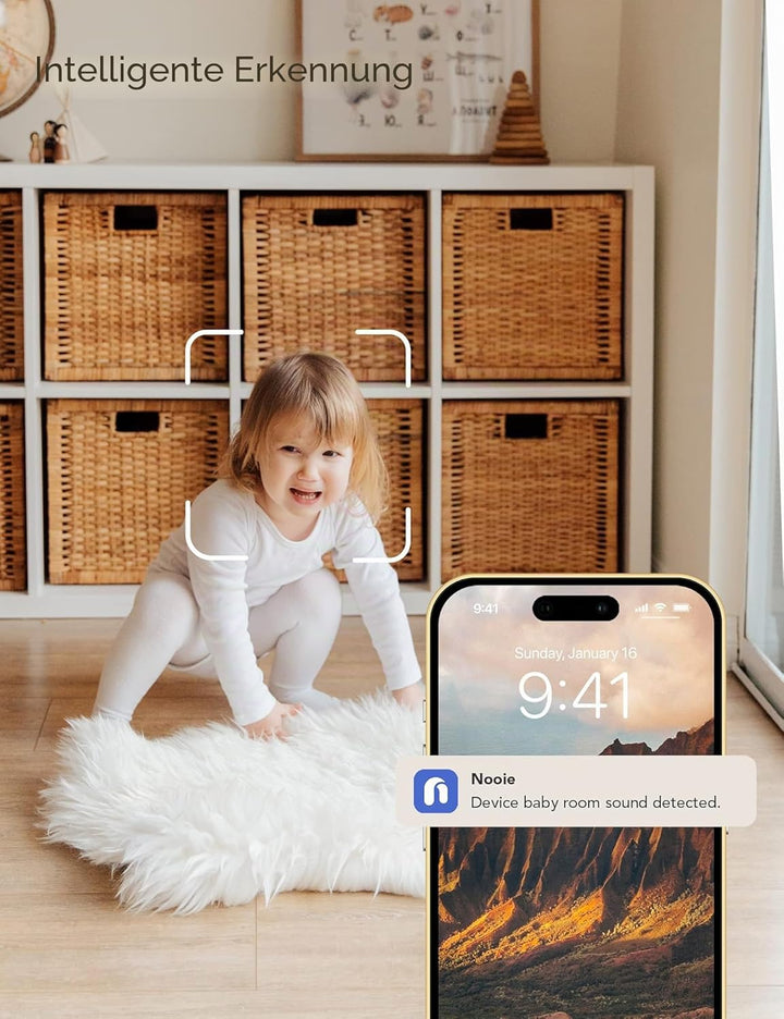 nooie Babyphone Kamera, Babyphone mit Kamera und SD Karte, WLAN Kamera Indoor mit APP und 1080P HD N
