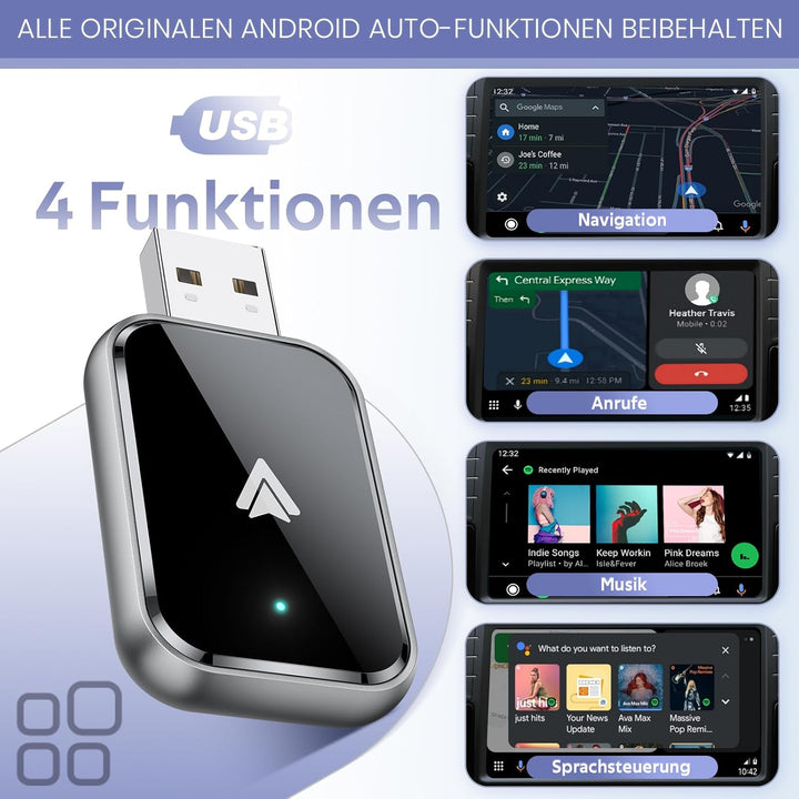 Kabelloser Android Autoschlüssel - schneller und stabiler Android Auto Adapter