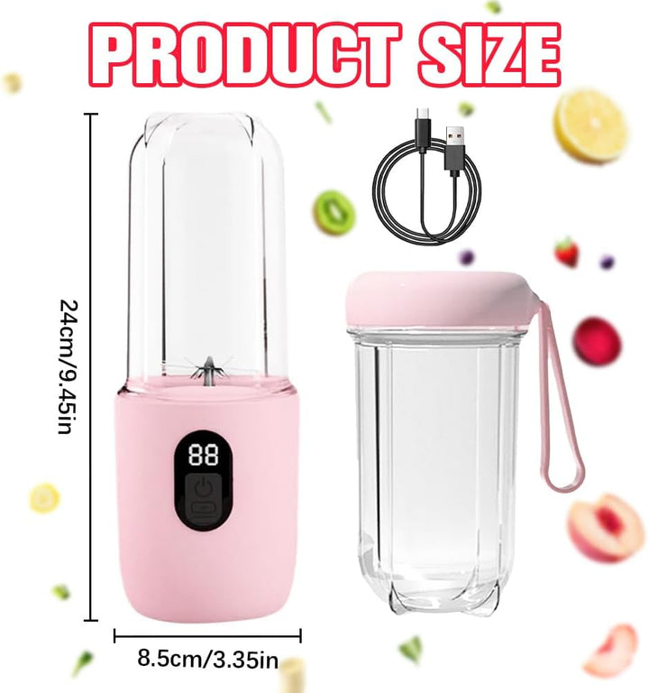 Tragbarer Mixer Smoothie Maker, 500 ml Mixer Smoothie Maker to Go mit Digitalanzeige, 16-Blatt, USB