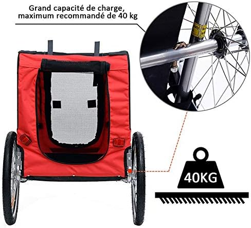 Fahrradanhänger für Hunde, Kapazität 40 kg, Kinderwagen mit Kupplung, drehbar, Sicherheitsnetz, Rege