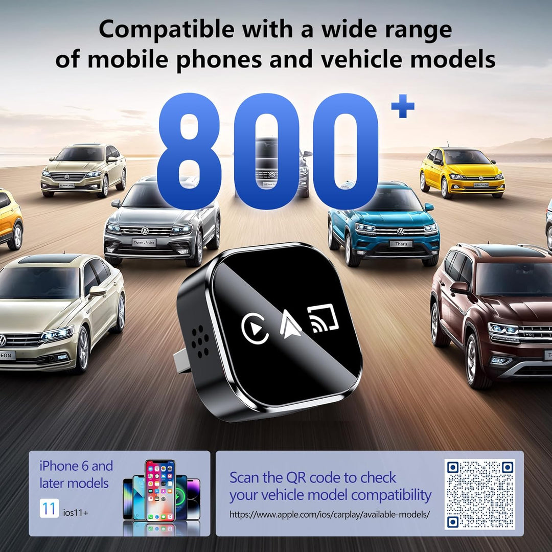 auvstar 2026 Upgraded, Mirror Link, 3 in 1 CarPlay & Android Auto Wireless Adapter für iOS 11+/Andro