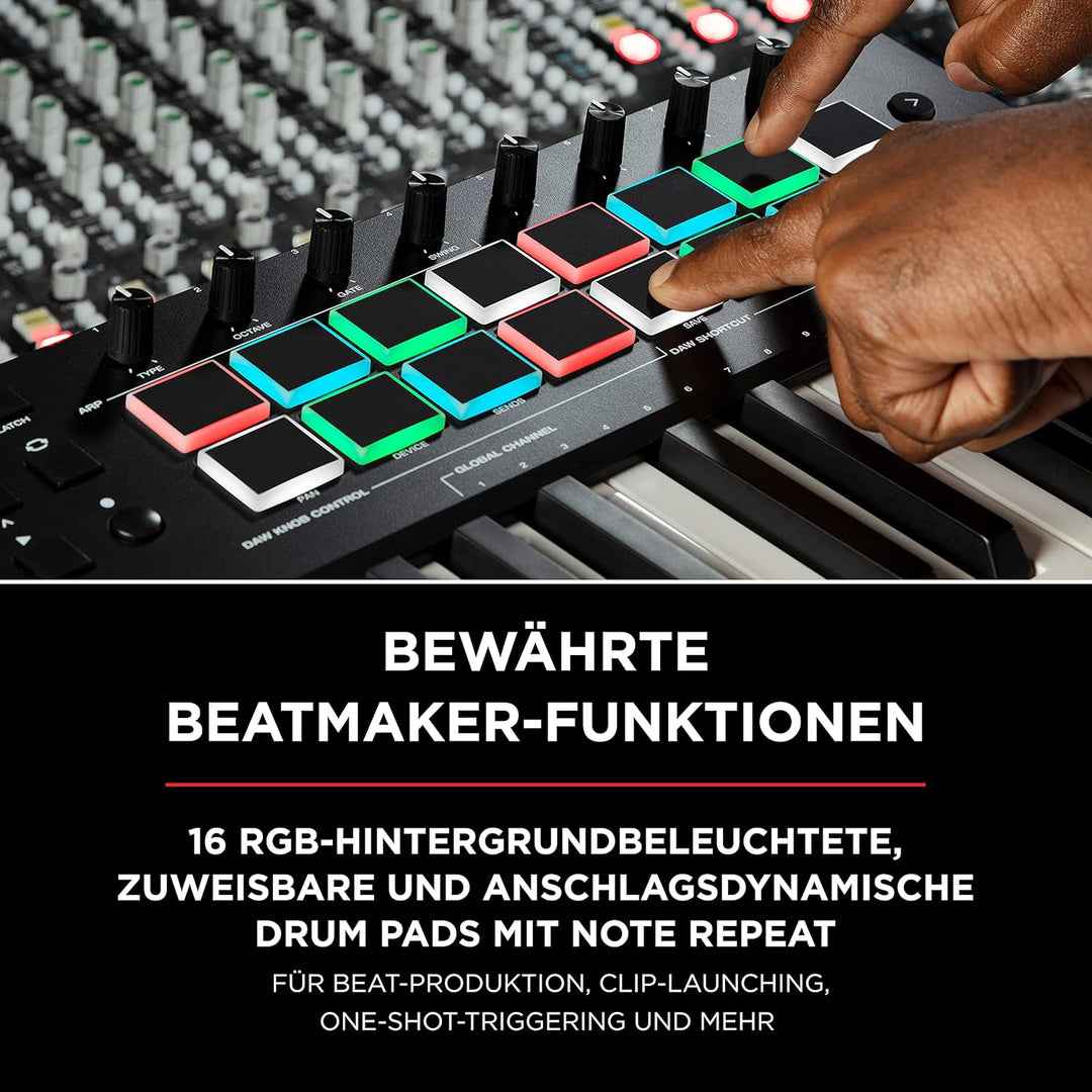 M-Audio Oxygen Pro 49 + SP-2 - USB MIDI Controller mit 49 anschlagdynamischen Tasten, 16 anschlagdyn