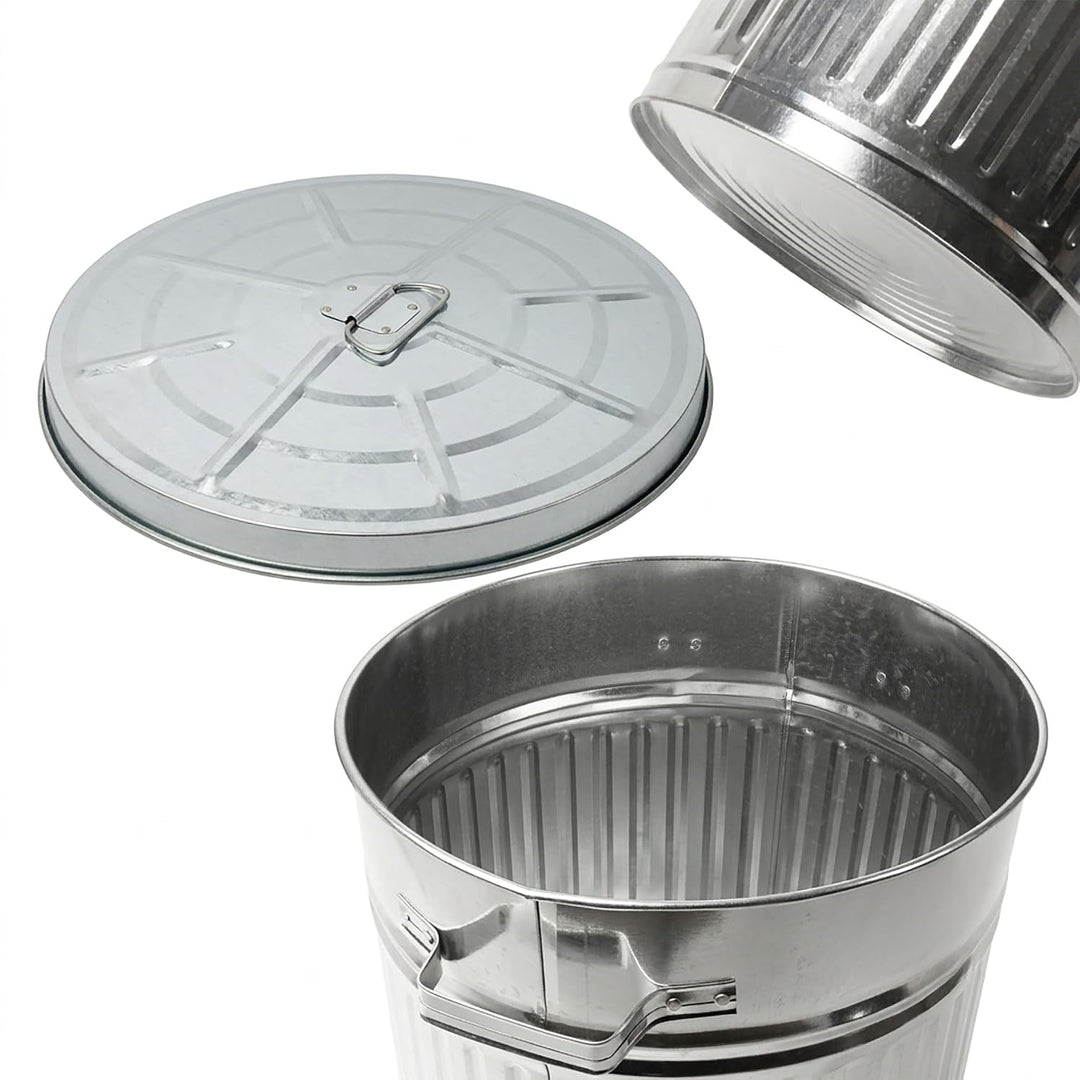 Spetebo Zink Abfalleimer mit Deckel - 55 Liter - XXL Mülleimer draussen - Zinkeimer Outdoor Mülleime