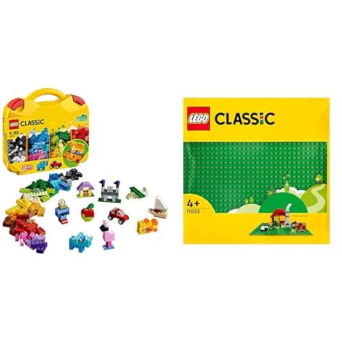 LEGO 10713 Classic Bausteine Starterkoffer & 11023 Classic Grüne Bauplatte, quadratische Grundplatte