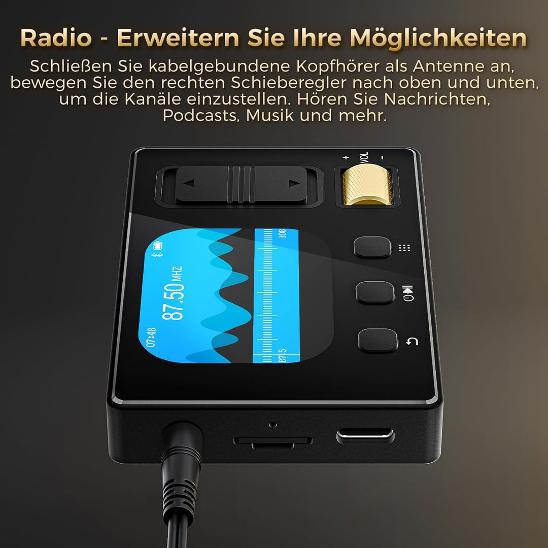 32GB MP3 Player mit Bluetooth 5.3, HiFi Sound MP3 Player Kinder, tragbarer Musikplayer mit Equalizer