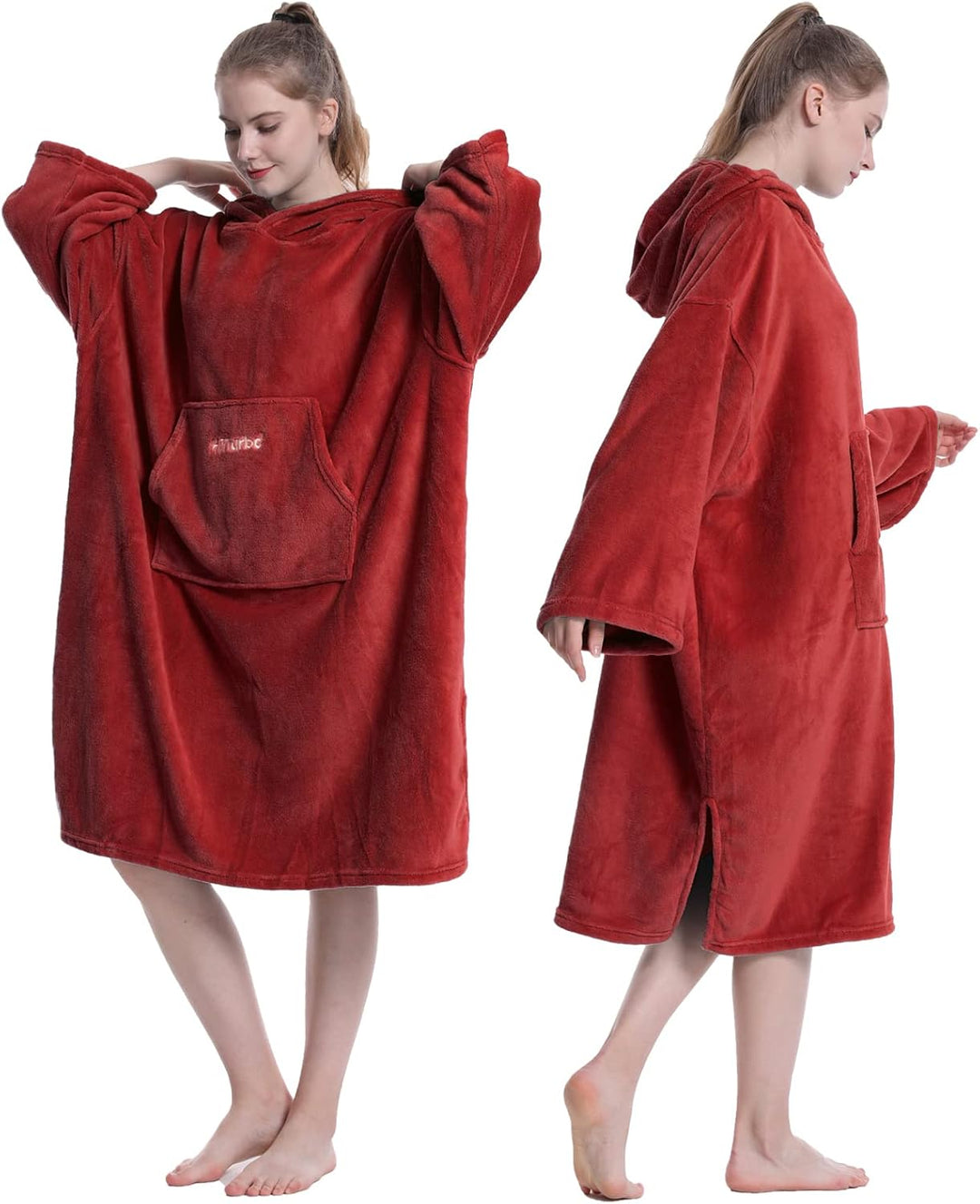Hiturbo Bademantel, Damen Herren Robe, Unisex, Einheitsgrösse, Warmer Weicher Fleece Mogenmantel mit